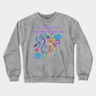 Kokopelli, girl, music maker, dreams, pastels Crewneck Sweatshirt